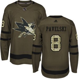 Stunning Adidas Sharks #8 Joe Pavelski Green Salute to Service Stitched Youth NHL Jersey