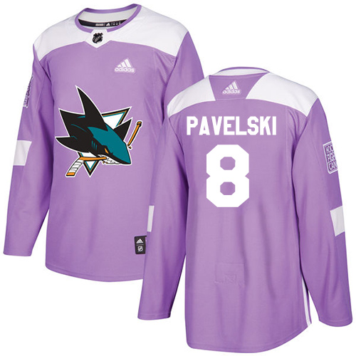 Exceptional Adidas Sharks #8 Joe Pavelski Purple Authentic Fights Cancer Stitched Youth NHL Jersey