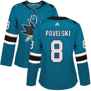 First - rate Adidas Sharks #8 Joe Pavelski Teal Home Authentic Women's Stitched NHL Jersey
