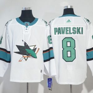 First - rate Adidas Sharks #8 Joe Pavelski White Road Authentic Stitched NHL Jersey