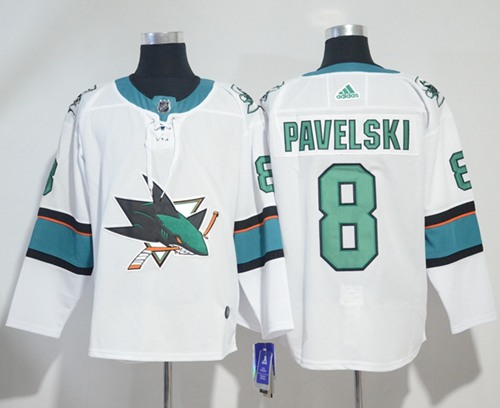 First - rate Adidas Sharks #8 Joe Pavelski White Road Authentic Stitched NHL Jersey