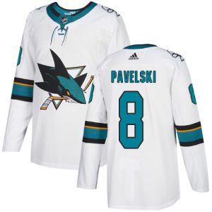 Gorgeous Adidas Sharks #8 Joe Pavelski White Road Authentic Stitched Youth NHL Jersey