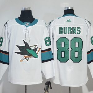 Exceptional Adidas Sharks #88 Brent Burns White Road Authentic Stitched NHL Jersey