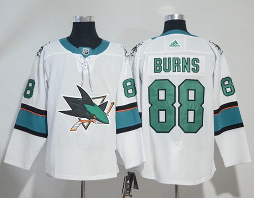 Exceptional Adidas Sharks #88 Brent Burns White Road Authentic Stitched NHL Jersey