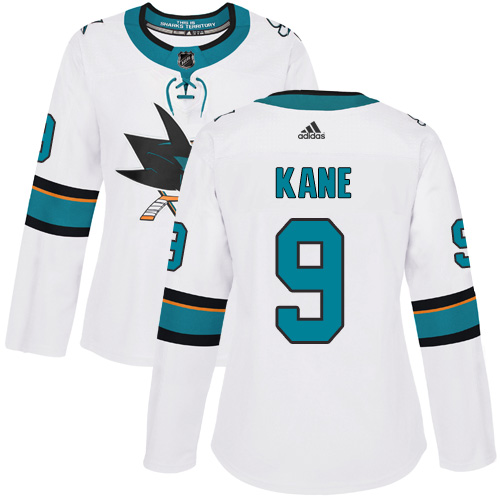 Superior Adidas Sharks #9 Evander Kane White Road Authentic Women's Stitched NHL Jersey