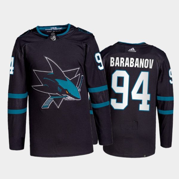 Premium Adidas Sharks #94 Alexander Barabanov Men's 2021 22 Alternate Authentic NHL Jersey Black