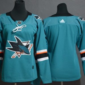 Exceptional Adidas Sharks Blank Teal Home Authentic Women's Stitched NHL Jersey
