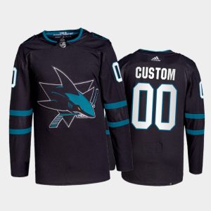 Exceptional Adidas Sharks Custom Men's 2021 22 Alternate Authentic NHL Jersey   Black