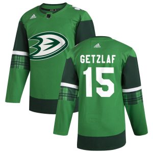 Stunning Anaheim Ducks #15 Ryan Getzlaf Men's Adidas 2020 St. Patrick's Day Stitched NHL Jersey Green.jpg