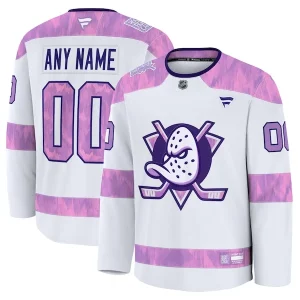 First - rate Anaheim Ducks 2024 Hockey Fights Cancer Custom Practice Jersey   White