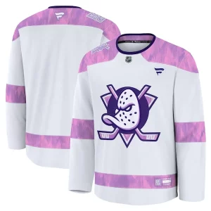 Exquisite Anaheim Ducks 2024 Hockey Fights Cancer Practice Jersey   White