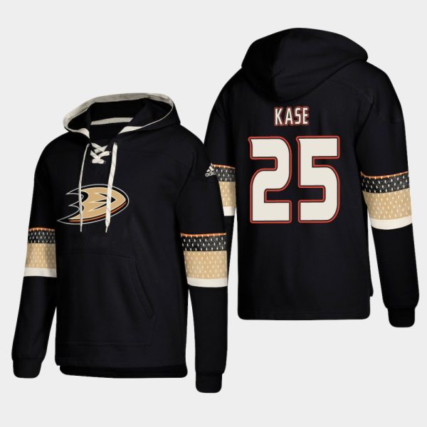 Superior Anaheim Ducks #25 Ondrej Kase Black adidas Lace Up Pullover Hoodie