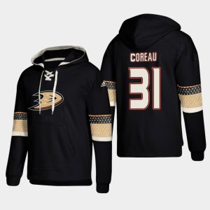 Magnificent Anaheim Ducks #31 Jared Coreau Black adidas Lace Up Pullover Hoodie
