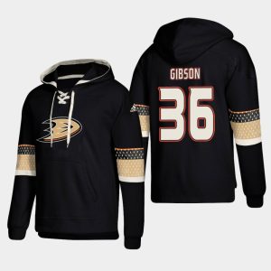 Exquisite Anaheim Ducks #36 John Gibson Black adidas Lace Up Pullover Hoodie