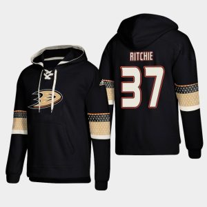 Outstanding Anaheim Ducks #37 Nick Ritchie Black adidas Lace Up Pullover Hoodie