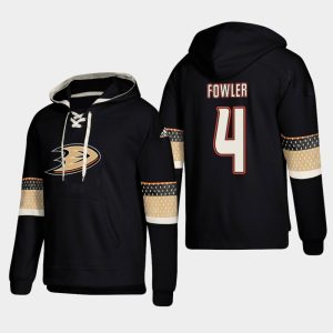 Premium Anaheim Ducks #4 Cam Fowler Black adidas Lace Up Pullover Hoodie