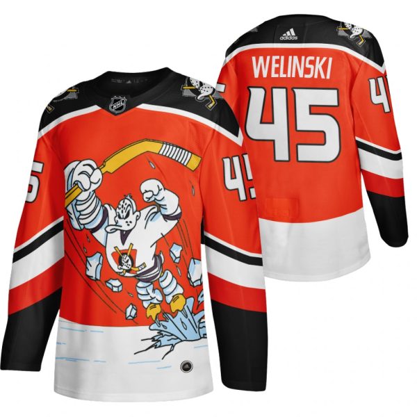 Exquisite Anaheim Ducks #45 Andy Welinski Red Men's Adidas 2020 21 Reverse Retro Alternate NHL Jersey