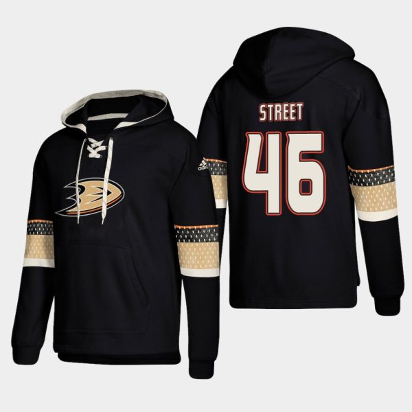 First - rate Anaheim Ducks #46 Ben Street Black adidas Lace Up Pullover Hoodie
