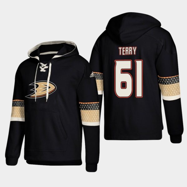 Splendid Anaheim Ducks #61 Troy Terry Black adidas Lace Up Pullover Hoodie