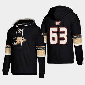 Exquisite Anaheim Ducks #63 Kevin Roy Black adidas Lace Up Pullover Hoodie