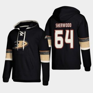 Splendid Anaheim Ducks #64 Kiefer Sherwood Black adidas Lace Up Pullover Hoodie