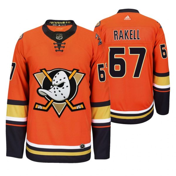 Stunning Anaheim Ducks #67 Rickard Rakell Men's 2019 20 Third Orange Alternate Stitched NHL Jersey