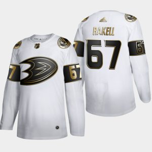 First - rate Anaheim Ducks #67 Rickard Rakell Men's Adidas White Golden Edition Limited Stitched NHL Jersey