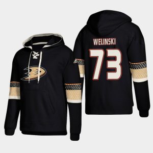 Gorgeous Anaheim Ducks #73 Andy Welinski Black adidas Lace Up Pullover Hoodie