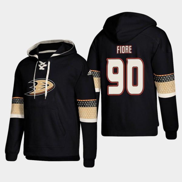 Outstanding Anaheim Ducks #90 Giovanni Fiore Black adidas Lace Up Pullover Hoodie
