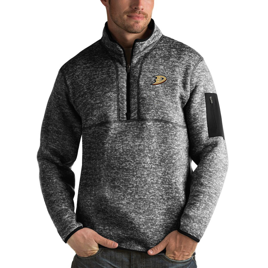 Outstanding Anaheim Ducks Antigua Fortune Quarter Zip Pullover Jacket Charcoal