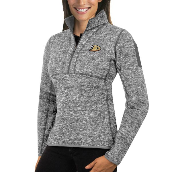 Exquisite Anaheim Ducks Antigua Women's Fortune 1/2 Zip Pullover Sweater Black