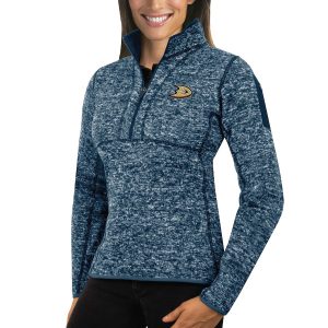 Superior Anaheim Ducks Antigua Women's Fortune 1/2 Zip Pullover Sweater Royal
