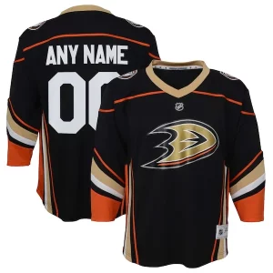 Premium Anaheim Ducks Youth Home Replica Custom Jersey   Black