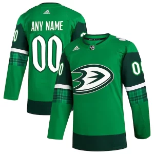 Premium Anaheim Ducks adidas St. Patrick's Day Authentic Custom Jersey   Kelly Green