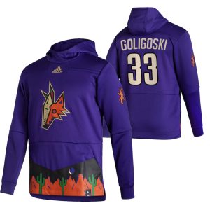 Splendid Arizona Coyotes #33 Alex Goligoski Adidas Reverse Retro Pullover Hoodie Purple