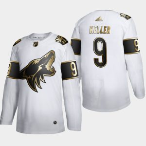 Gorgeous Arizona Coyotes #9 Clayton Keller Men's Adidas White Golden Edition Limited Stitched NHL Jersey