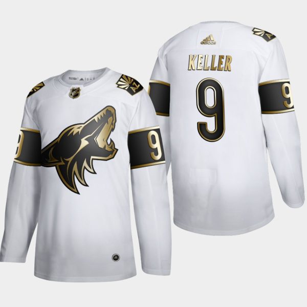Gorgeous Arizona Coyotes #9 Clayton Keller Men's Adidas White Golden Edition Limited Stitched NHL Jersey