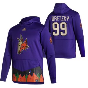 Splendid Arizona Coyotes #99 Wayne Gretzky Adidas Reverse Retro Pullover Hoodie Purple