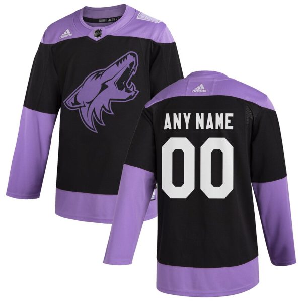 Premium Arizona Coyotes Adidas Hockey Fights Cancer Custom Practice Jersey Black