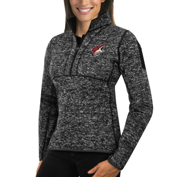 Gorgeous Arizona Coyotes Antigua Women's Fortune 1/2 Zip Pullover Sweater Charcoal
