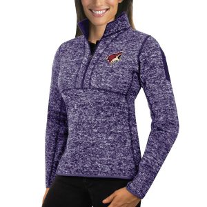 Exquisite Arizona Coyotes Antigua Women's Fortune 1/2 Zip Pullover Sweater Purple