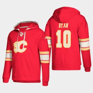 Magnificent Calgary Flames #10 Derek Ryan Red adidas Lace Up Pullover Hoodie