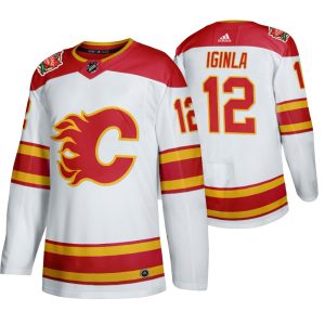 Premium Calgary Flames #12 Jarome Iginla Men's 2019 20 Heritage Classic Authentic White Stitched NHL Jersey
