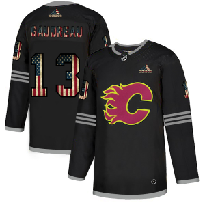 Outstanding Calgary Flames #13 Johnny Gaudreau Adidas Men's Black USA Flag Limited NHL Jersey