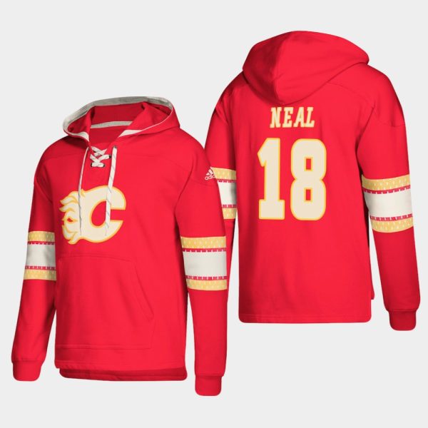 Splendid Calgary Flames #18 James Neal Red adidas Lace Up Pullover Hoodie