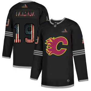 Magnificent Calgary Flames #19 Matthew Tkachuk Adidas Men's Black USA Flag Limited NHL Jersey