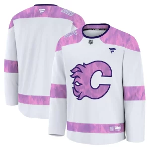 First - rate Calgary Flames 2024 Hockey Fights Cancer Practice Jersey   White