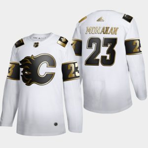 Magnificent Calgary Flames #23 Sean Monahan Men's Adidas White Golden Edition Limited Stitched NHL Jersey