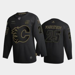Splendid Calgary Flames #25 Jacob Markstrom Men's Adidas 2020 Veterans Day Authentic NHL Jersey   Black