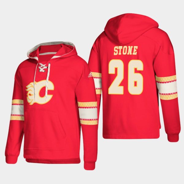 Gorgeous Calgary Flames #26 Michael Stone Red adidas Lace Up Pullover Hoodie